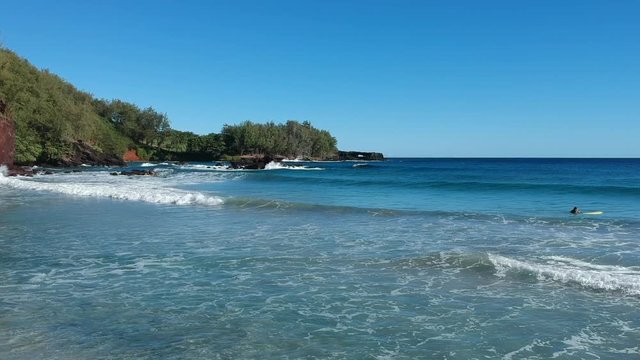 Flying over Koki beach in Hana