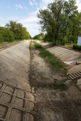 Crimea, Russia, 2014: Rice irrigation canal after fresh water inflow plate from mainland Ukraine....