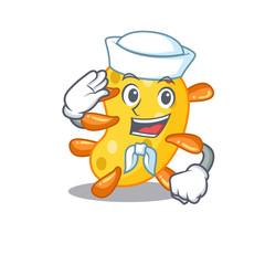 Sailor cartoon character of vibrio with white hat