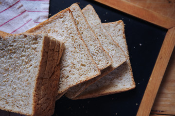 Close-up view of sliced bread