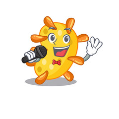 Talented singer of vibrio cartoon character holding a microphone