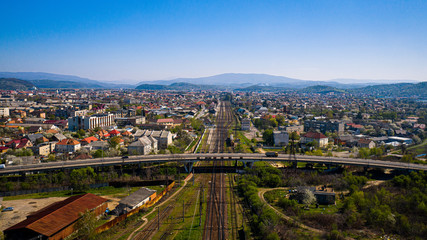 aerial view of the city Mukachevo