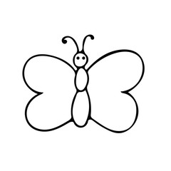 butterfly hand drawn in doodle style. element scandinavian monochrome minimalism simple vector element. insect, summer. design card, sticker, poster icon