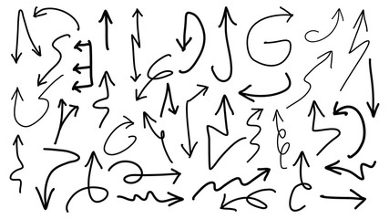 Cartoon style.Hand drawn arrows, borders, icons and symbols.hand drawn doodle design elements on white background