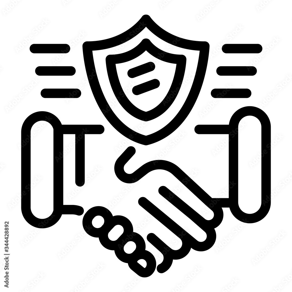Poster protect handshake icon. outline protect handshake vector icon for web design isolated on white backg