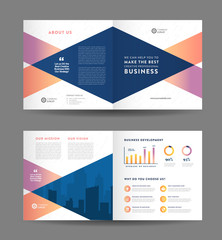 Square Business Bi-Fold Brochure Design | Booklet Design | Marketing and Financial Document 