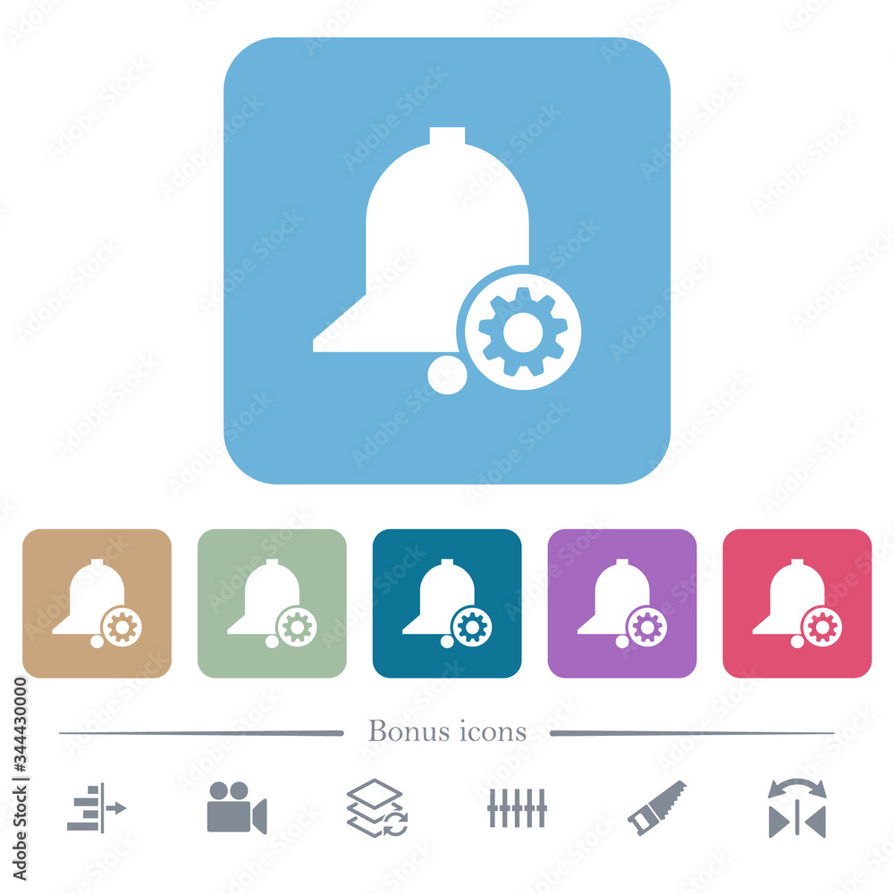 Poster reminder settings flat icons on color rounded square backgrounds