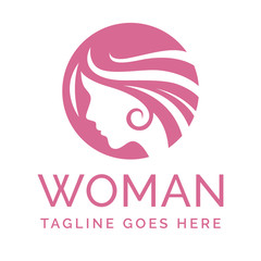 Logo woman head silhouette. Use for beauty salon or cosmetics design. Vector symbols designs idea with women portrait silhouettes. Elegant classy graphics spa, salons and hair studios.