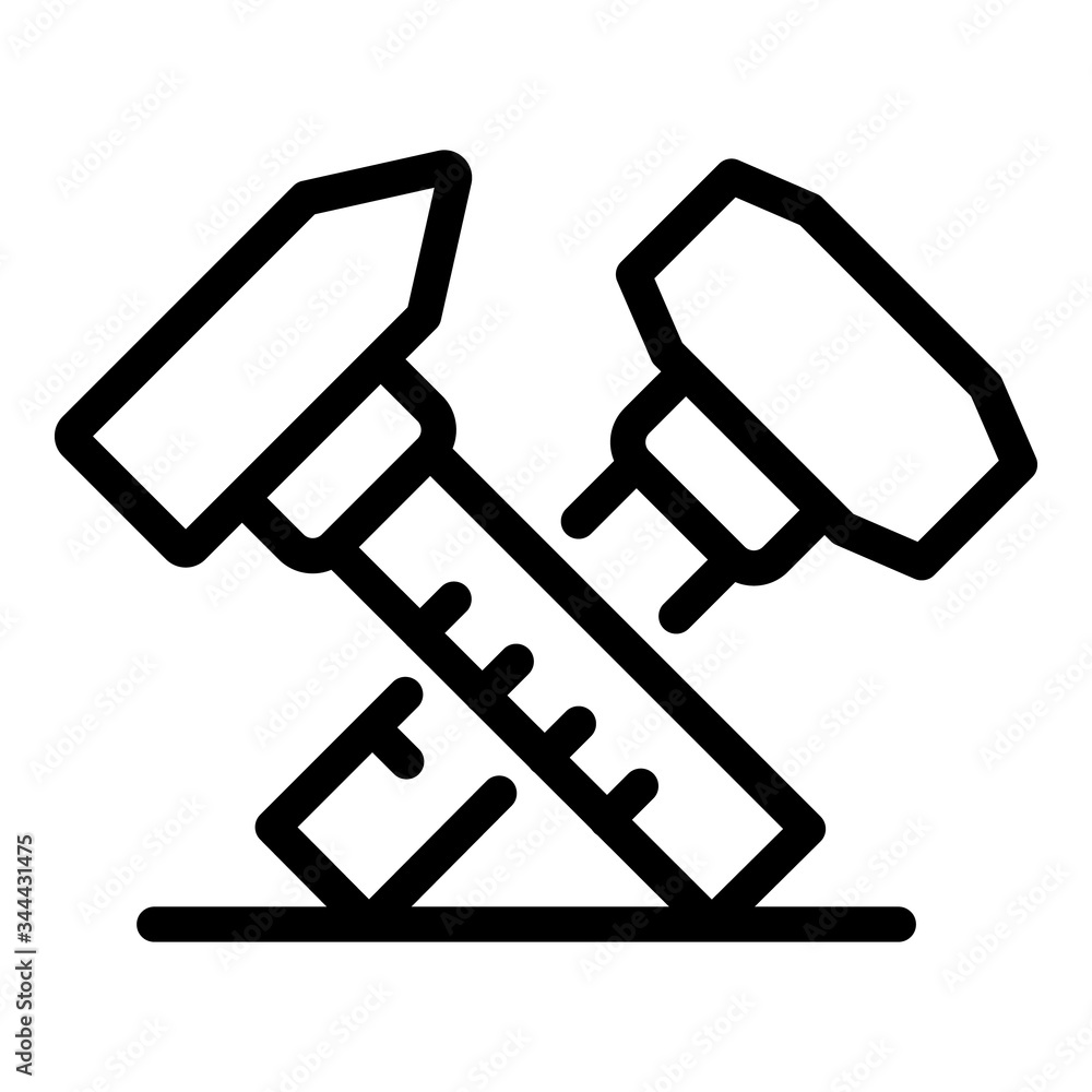 Poster hammer and caliper icon. outline hammer and caliper vector icon for web design isolated on white bac