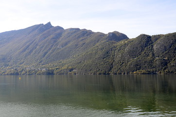 Bourget lake and mountains