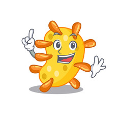 Vibrio mascot character design with one finger gesture