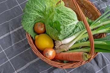 Set of spring greens with cabbage and meadow
