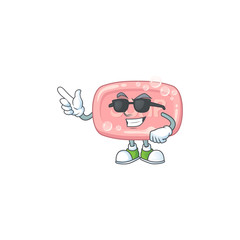 Super cute pink soap cartoon character wearing black glasses