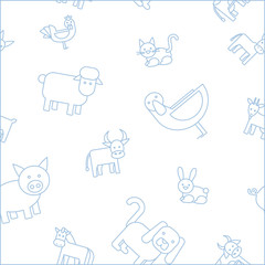 Domestic animal - Vector background (seamless pattern) of pets for graphic design