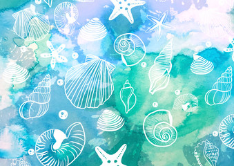 海の貝殻のイラスト