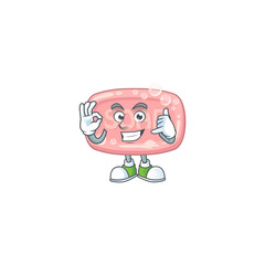 Pink soap mascot cartoon design make a call gesture