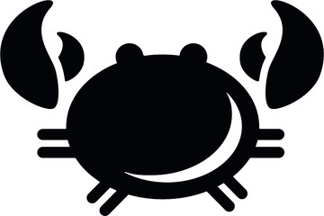 Simple Black Flat Drawing of a Japanese Culture Symbol of  Crab