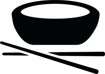 Simple Black Flat Drawing of a Japanese Culture Symbol of  Miso Soup