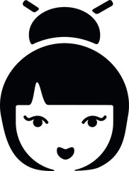 Obraz premium Simple Black Flat Drawing of a Japanese Culture Symbol of Geisha