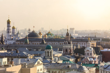 Fototapeta premium Russia Moscow - 09/04/2017 : View from the roof of the Kremlin and the cathedrals.