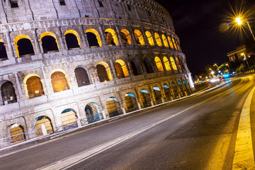 Night view of colosseum in Rome. Rome is a famous tourist destination