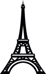 Black Flat Silhouette of Eiffel Tower