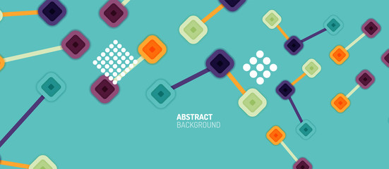 Abstract square dot connections, flat style multicolored geometric background for Wallpaper, Banner, Background, Card, Book Illustration, landing page or poster design