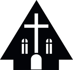 Black Flat Silhouette of Stave Church