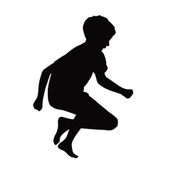 a boy jumping body silhouette vector