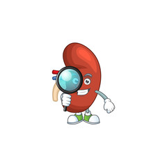 Smart Detective of right human kidney cartoon character design concept