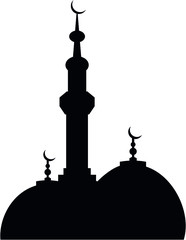 Fototapeta premium Black Silhouette of a Muslim Islamic Mosque