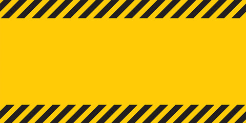 Black yellow striped banner wall Hazard industrial striped road warning Yellow black diagonal stripes Seamless pattern Vector - obrazy, fototapety, plakaty