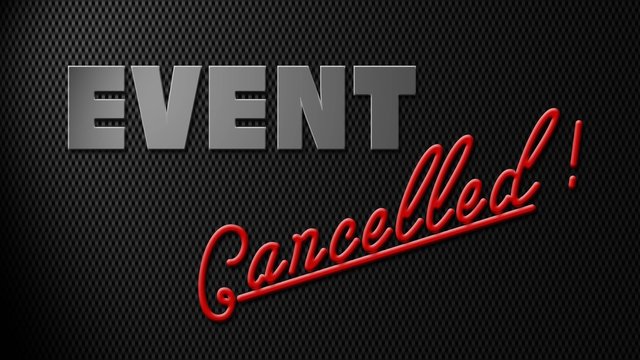 EVENT Cancelled - lettering with carbon graphic elements on black background - 3D illustration