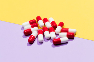 High angle pile of capsules pills
