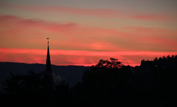 Atardecer rosa en Irchel, Zurich