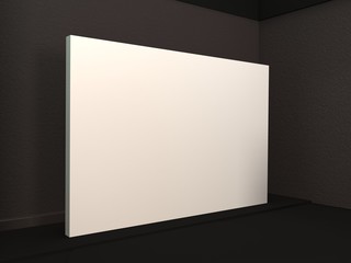 Front view of an empty white wall in a room with concrete floor in an art gallery or exhibition hall. 3d rendering. .
