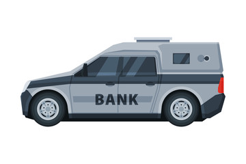 Cash Car Vehicle, Banking, Currency and Valuables Transportation, Bank Security Finance Service Vector Illustration