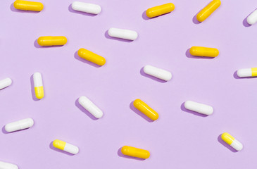 Top view pills on table