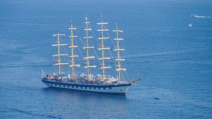 Big five-masted sailing ship in the Adriatic