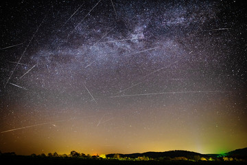 Falling stars during the April Lyrids 2020 (April 23rd). Composing of falling stars during a period...