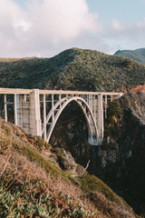 California Bixby bridge in Big Sur in the Monterey County along side State Route 1 US, the ocean road
