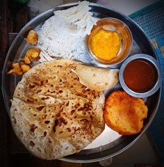 Indian special festival dinner with puranpoli