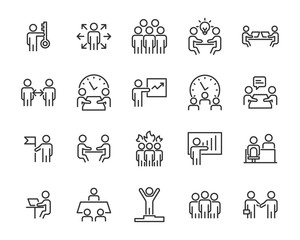 set of working icons, teamwork, collaboration, job