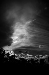 Black and white cloudy sky