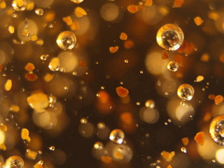 Gold balls bubbles abstract macro different ways colors