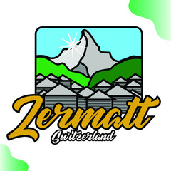 Zermatt, Switzerland Travel Logo Vector
