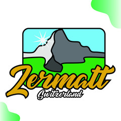 Zermatt, Switzerland Travel Logo Vector