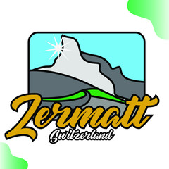 Zermatt, Switzerland Travel Logo Vector
