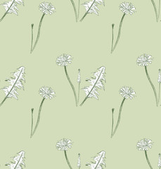 Seamless vector pattern of hand drawn flowers. Botanical illustration. Natural colors.