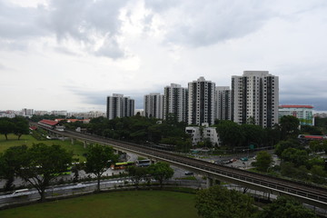 Fototapeta na wymiar singapore city skyline with traffic